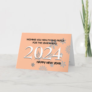 Tarjeta Festiva 2024 Feliz Año Nuevo CUALQUIER AÑO Melocotón de Mo