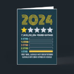 Tarjeta Festiva 2024 Muy malo 1 estrella Clasificación Cero si pud<br><div class="desc">2024 Muy malo 1 estrella Clasificación Cero si pudiera divertido tarjeta de vacaciones. Personalice este diseño personalizado de estilo retro con su propio saludo interior.</div>