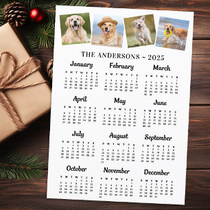 Tarjeta Festiva 2025 Año Completo Moderno Calendario 12 Meses 4 Fo