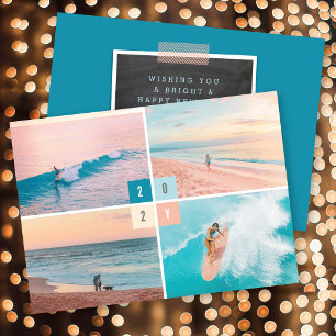 Tarjeta Festiva 2025 Bloques de color Moderno Año Nuevo 4 Collage