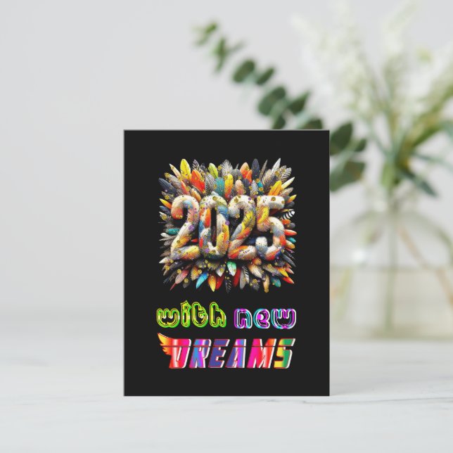 Tarjeta Festiva 2025 Con Nuevos Sueños (Anverso de pie)