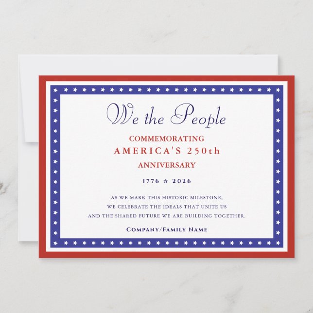 Tarjeta Festiva 2026 America 250 Formal Patriotic US Constitution (Anverso)