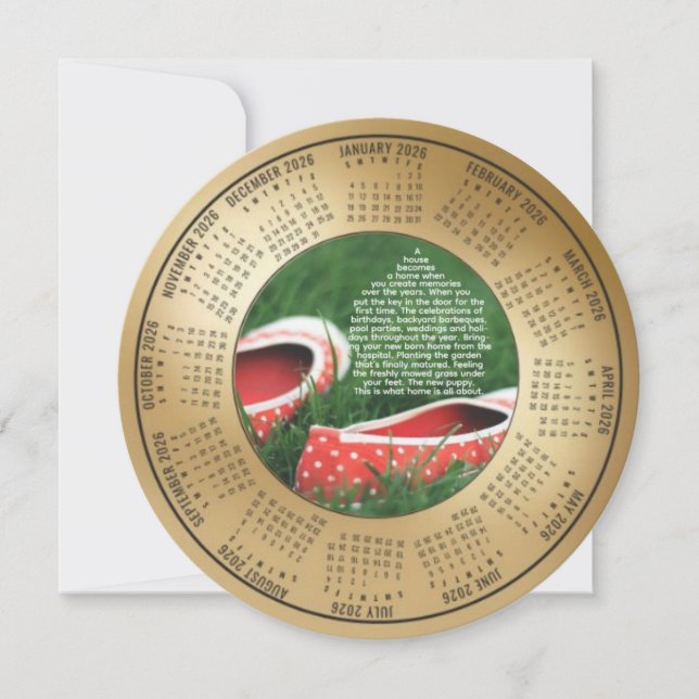 Tarjeta Festiva 2026 Calendar A House Becomes A Home (Anverso)