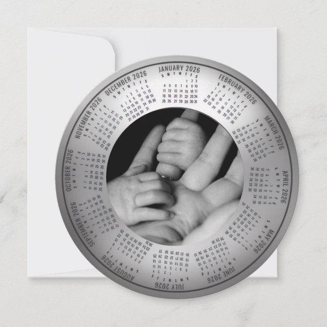 Tarjeta Festiva 2026 Calendar Celebrating A Baby Holiday Card (Anverso)
