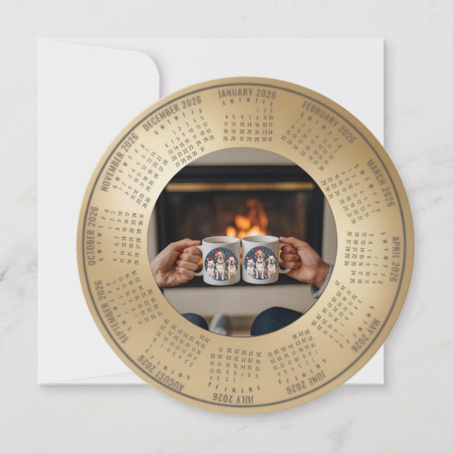 Tarjeta Festiva 2026 Calendar Christmas with pets Holiday Card (Anverso)