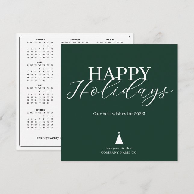 Tarjeta Festiva 2026 Calendar Corporate Holiday Card (Anverso / Reverso)