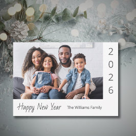 Tarjeta Festiva 2026 Happy New Year Family Photo Modern