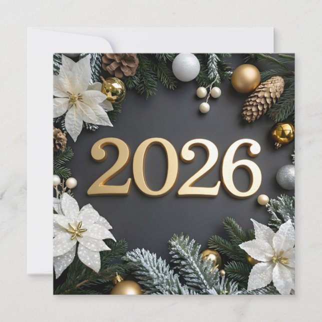 Tarjeta Festiva 2026 Happy New Year Greeting Card (Anverso)