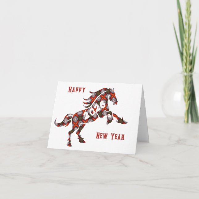 Tarjeta Festiva 2026 Horse Folded Holiday Card (Anverso)