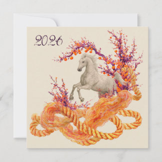 Tarjeta Festiva 2026 Rearing Horse Lunar New Year Zodiac
