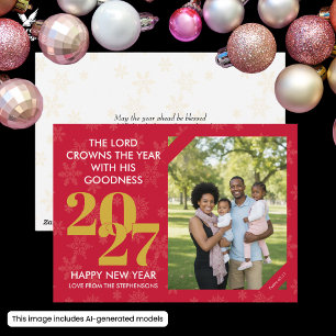 Tarjeta Festiva 2027 EL SEÑOR CORONA EL AÑO Foto de Año Nuevo