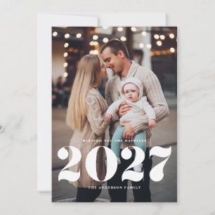 Tarjeta Festiva 2027 Tipografía Negrita Moderna Vertical Año Nuevo