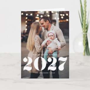 Tarjeta Festiva 2027 Tipografía Negrita Moderna Vertical Año Nuevo