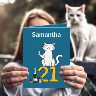 Tarjeta Festiva 21ª celebración de gatos de cumpleaños 21 años 21ª