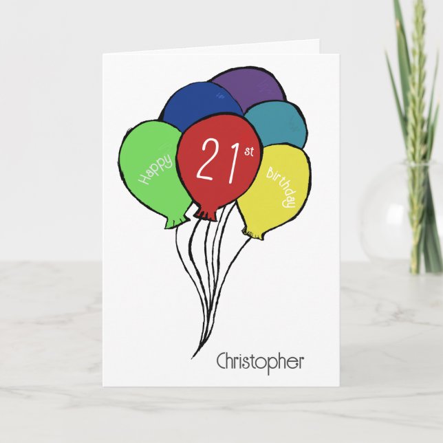 Tarjeta Festiva 21.º hijo/nieto de cumpleaños (Anverso)