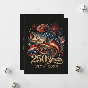 Tarjeta Festiva 250 América 1776 2026 Pesca de Lubina Bandera de E