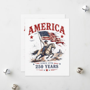 Tarjeta Festiva 250 Años América 1776 2026 Vaquero Patriótico