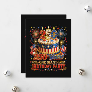 Tarjeta Festiva 250 años Un Cumpleaños Gigante 250 Aniversario EE.