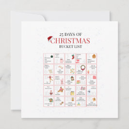 Tarjeta Festiva 25 Days of Christmas Bucket List Art