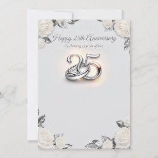 Tarjeta Festiva 25th Wedding Anniversary Greeting Card – Silver Ma