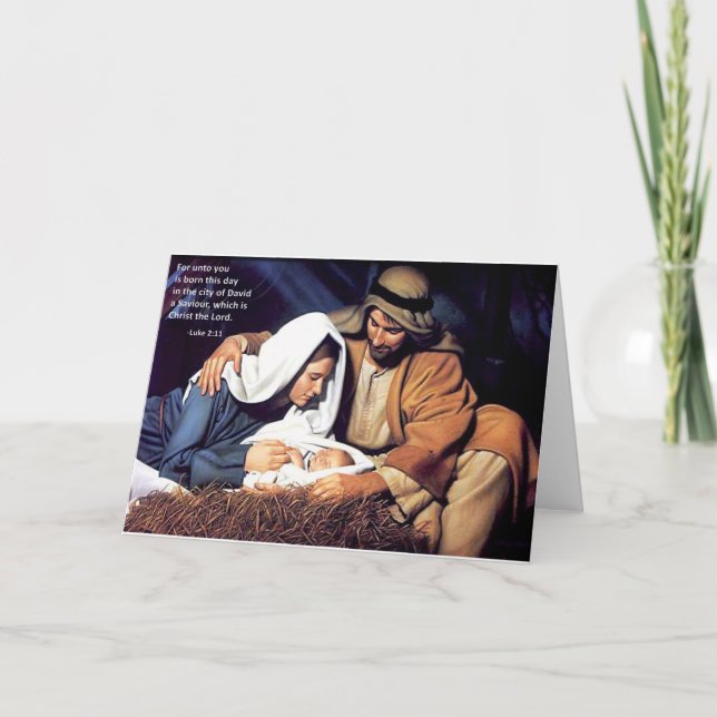 Tarjeta Festiva 2:11 de la natividad/de Lucas (Anverso)