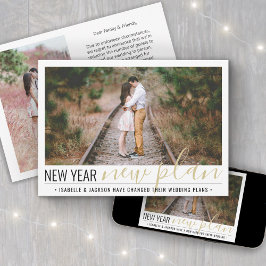 Tarjeta Festiva 2 Cambio de planes en Año Nuevo Boda con reducción