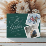 Tarjeta Festiva 2 Collage de fotos Elegante Guión Blanco Verde<br><div class="desc">Personalizado 2 Collages de fotos Feliz Navidad 2 Collage de fotos Elegante Script Green White Holiday Card</div>