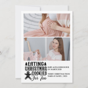 Tarjeta Festiva 2 cookies de foto Navidades para 2 embarazos