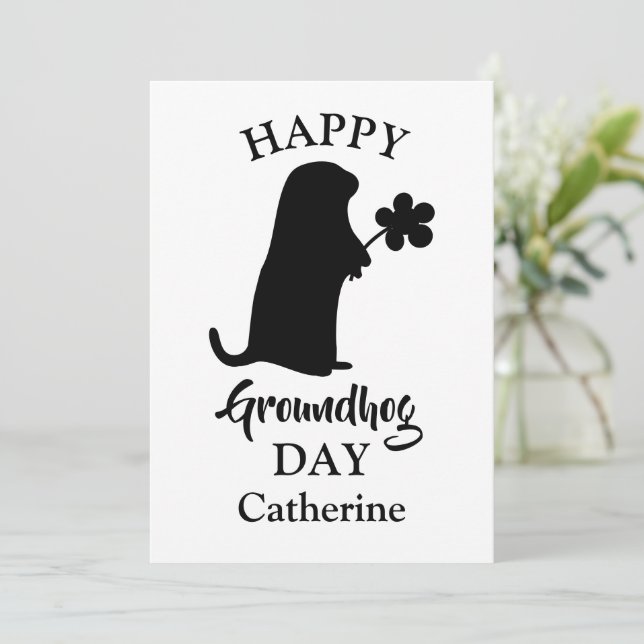 Tarjeta Festiva 2 de febrero | Nombre personalizado del Feliz Día  (Anverso de pie)