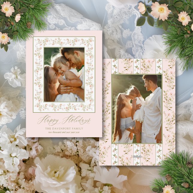 Tarjeta Festiva 2 Festividades de Navidades principales de la caba (This dainty and girl Christmas card has an elegant yet rustic, shabby chic feel to it.)