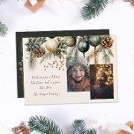 Tarjeta Festiva 2 Foto Acuarela Garland Botánico<br><div class="desc">Esta tarjeta de 2 Navidades fotográficos presenta un diseño festivo de acuarela de color verde sobre un fondo neutro. Personalizar fácilmente estas tarjetas mediante la función de personalización.</div>
