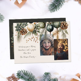 Tarjeta Festiva 2 Foto Acuarela Garland Botánico