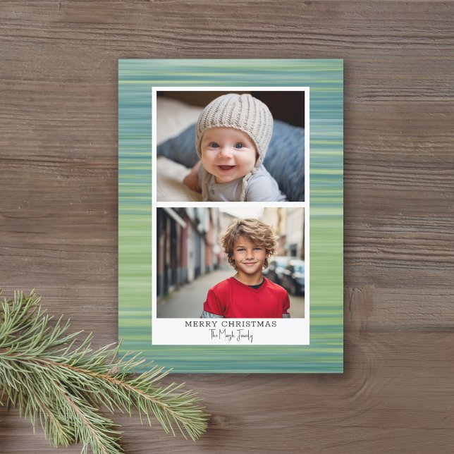 Tarjeta Festiva 2 Foto - Azul abstracto moderno - Descarga instant (Online Christmas Card with 2 Photos and a Modern Abstract Background - Print and Download Options)