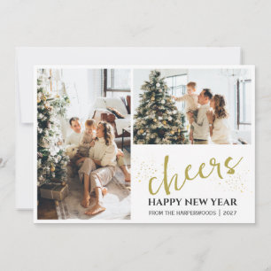 Tarjeta Festiva 2 Foto Elegante Escritura Moderna Feliz Año Nuevo