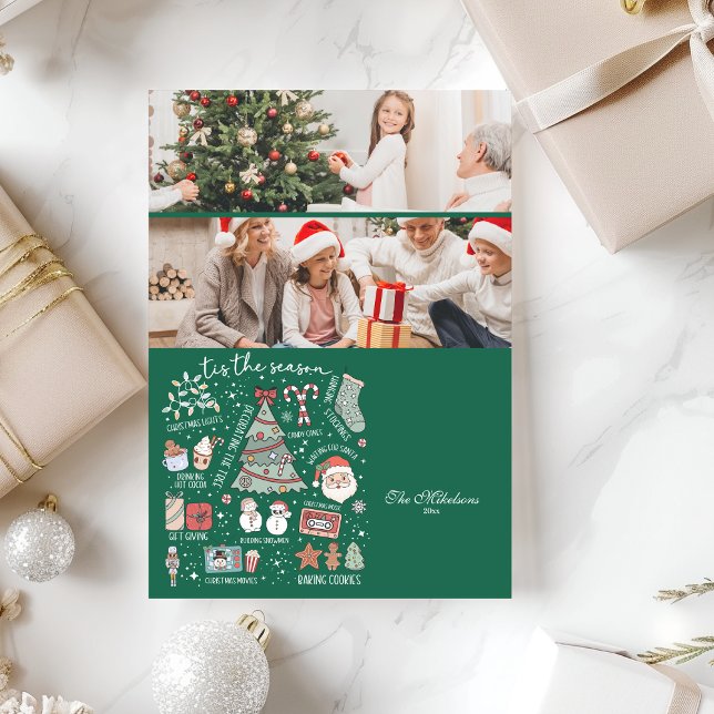 Tarjeta Festiva 2 Foto: Navidades Retro Verde De Temporada (Subido por el creador)