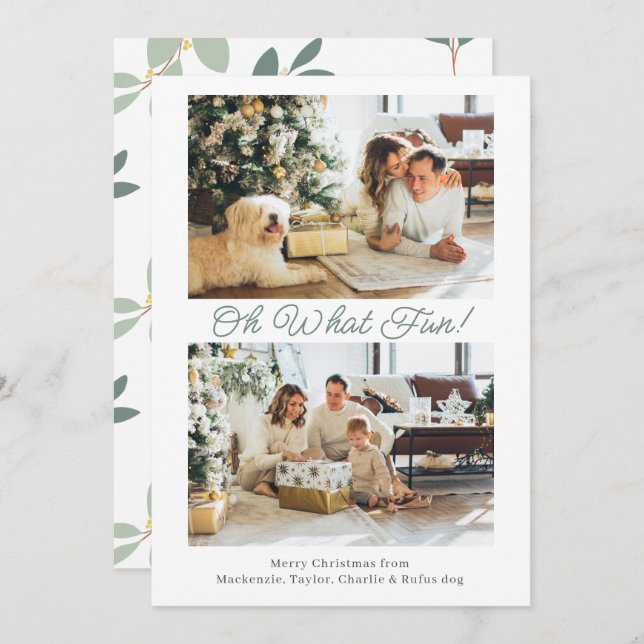 Tarjeta Festiva 2 Foto Oh Qué Navidades Divertidos (Anverso / Reverso)