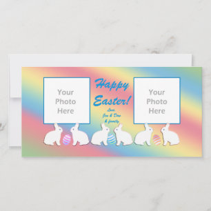 Tarjeta Festiva 2 Fotografía Fila de Conejo de Pascua