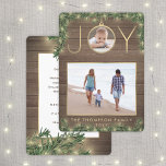 Tarjeta Festiva 2 Fotografía Joy Ornament Vintage Wood & Garland L<br><div class="desc">Celebra las simples alegrías de las vacaciones y comparte dos de tus fotos favoritas con una elegante tarjeta de Navidades personalizados. El texto de esta plantilla es fácil de personalizar con cualquier texto, como Feliz Navidad, Felices Fiestas, Saludos de Temporadas, Saludos al Año Nuevo, etc. (IMAGEN PLACEMENT TIP: Una forma...</div>