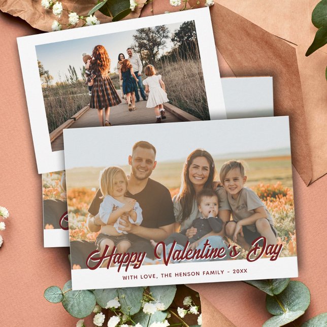 Tarjeta Festiva 2 fotos familiares feliz guión del día de San Vale (Subido por el creador)