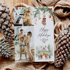 Tarjeta Festiva 2 fotos Felices Fiestas en la escena de invierno d