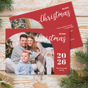 Tarjeta Festiva 2 fotos Navidades arco moderno minimalista