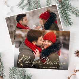 Tarjeta Festiva 2 FOTOS: Navidades de oro modernos saludan