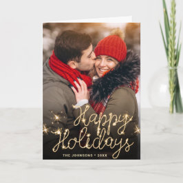 Tarjeta Festiva 2 FOTOS: Navidades de oro modernos saludan