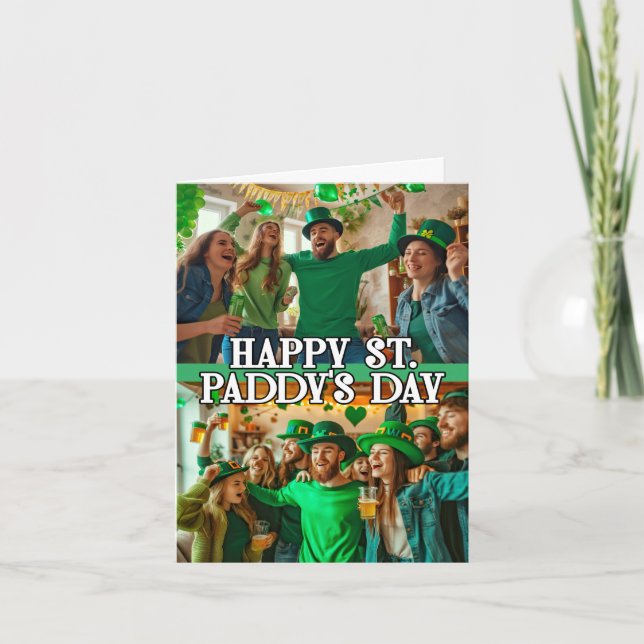 Tarjeta Festiva 2-fotos San Patrick's Day Shamrock Irish Celtic (Anverso)