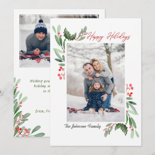 Tarjeta Festiva 2 Navidades de la acuarela de la foto Mistletoe Ho