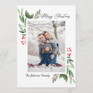 Tarjeta Festiva 2 Navidades de la acuarela de la foto Mistletoe Ho