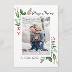 Tarjeta Festiva 2 Navidades de la acuarela de la foto Mistletoe Ho