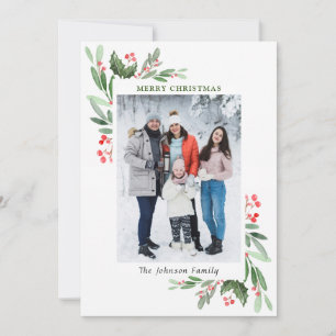 Tarjeta Festiva 2 Navidades de la acuarela de la foto Mistletoe Ho