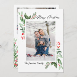 Tarjeta Festiva 2 Navidades de la acuarela de la foto Mistletoe Ho