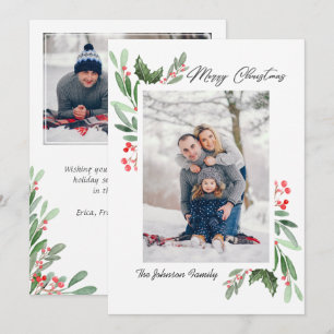 Tarjeta Festiva 2 Navidades de la acuarela de la foto Mistletoe Ho